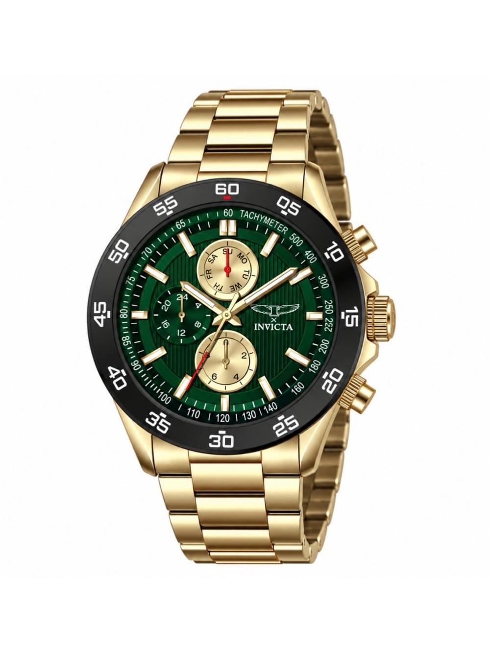 Invicta S1 Rally Men's Watch - 43mm, Gold & Green Dial Black Bezel